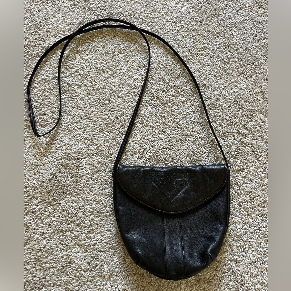 Vintage Genuine Leather Black Mini Shoulder Bag Purse Y2K